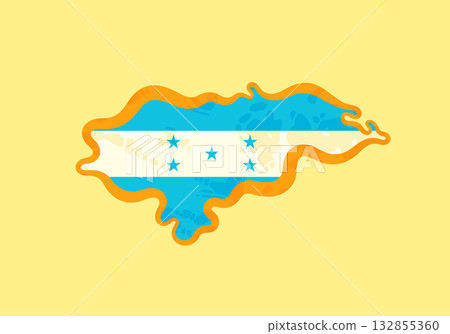 Honduras - Map colored with the flag Honduras - Map colored with the flag 132855360