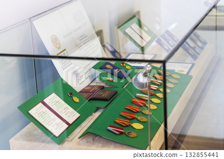 10.10.2025 - Minsk, Belarus - Items on display n the exhibition of the prominent Belarusian Soviet artist Mikhail Savitsky 10.10.2025 - Minsk, Belarus - Items on display n the exhibition of the prominent Belarusian Soviet artist Mikhail Savitsky 132855441
