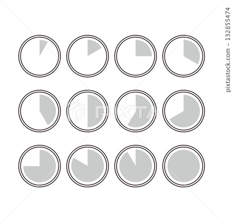 Simple black and white clock icon set Simple black and white clock icon set 132855474