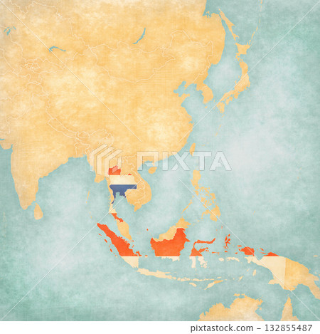 Map of South Asia - Indonesia and Thailand 132855487