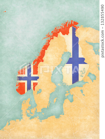 Map of Scandinavia - Norway and Finland Map of Scandinavia - Norway and Finland 132855490