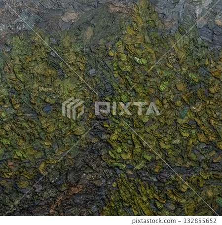 The image is a close-up of a highly textured, impasto oil painting The image is a close-up of a highly textured, impasto oil painting 132855652