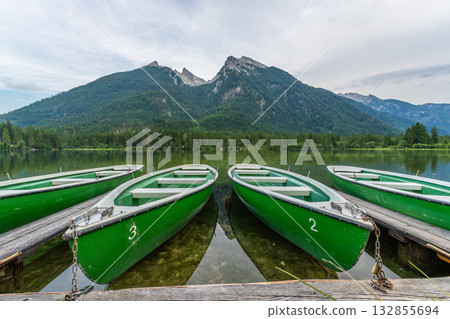 Hintersee Lake and Watzmann Mountain. Bavaria, Germany 132855694