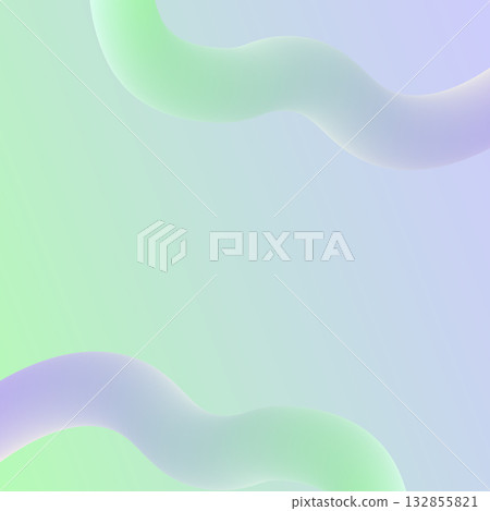 漸層3D管狀框架背景（淺綠色和淺藍色）方形 132855821