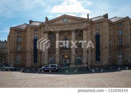 Historic town hall of the 5th arrondissement on Place du Pantheon in Paris, France 132856143