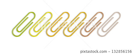 3D Rainbow glossy Paper clip emoji icon set. Office School paperclips. Cartoon design objects. Vector 3D Rainbow glossy Paper clip emoji icon set. Office School paperclips. Cartoon design objects. Vector 132856156