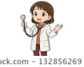Full body of a female doctor with a stethoscope 132856269
