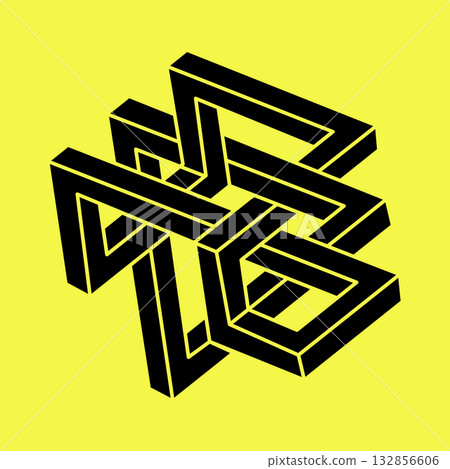 Impossible optical illusion shapes. Sacred geometry. Optical art object. Impossible figures. Impossible optical illusion shapes. Sacred geometry. Optical art object. Impossible figures. 132856606