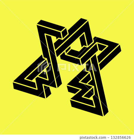 Optical illusion shapes, unreal geometric object. Impossible figures. Sacred geometry. Optical illusion shapes, unreal geometric object. Impossible figures. Sacred geometry. 132856626