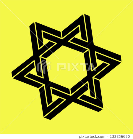 Impossible shape. Escher style. Web design element. Optical illusion object. Line design. Impossible shape. Escher style. Web design element. Optical illusion object. Line design. 132856650