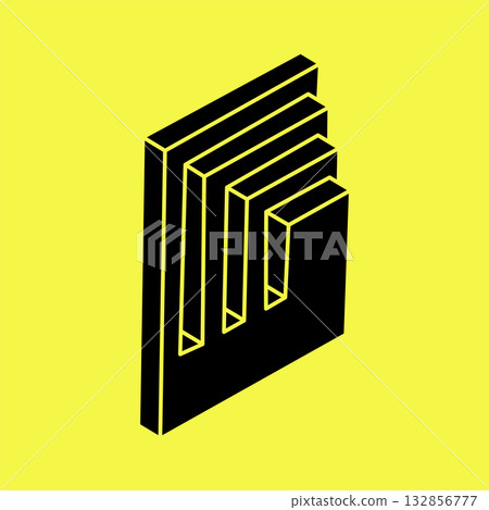 Optical illusion object. Impossible shapes. Web design element. Line design. Optical illusion object. Impossible shapes. Web design element. Line design. 132856777