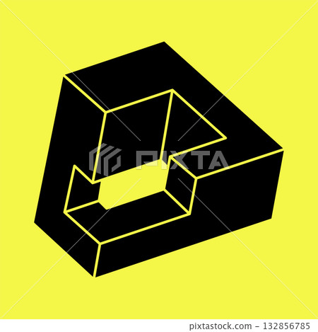 Optical illusion. Impossible shapes. Optical art object. Geometric figures. Escher paradox. Optical illusion. Impossible shapes. Optical art object. Geometric figures. Escher paradox. 132856785