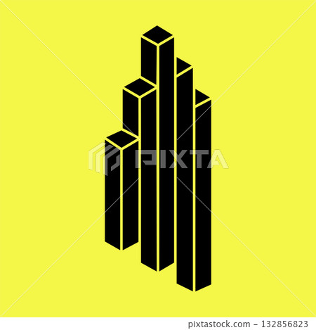 Optical illusion. Impossible shapes. Sacred geometry figure. Abstract eternal geometric objects. Impossible endless outline shapes. Optical art. Impossible geometry shape on a yellow background. Optical illusion. Impossible shapes. Sacred geometry figure. Abstract eternal geometric objects. Impossible endless outline shapes. Optical art. Impossible geometry shape on a yellow background. 132856823