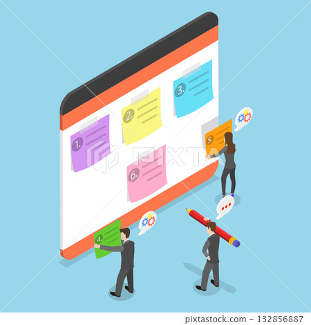 3D Isometric Flat Vector Illustration of Task Priority, Work Efficiency 132856887