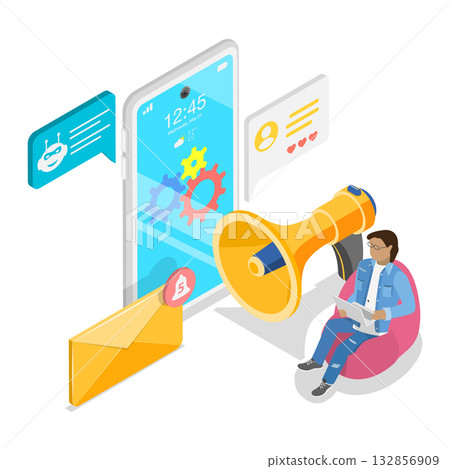 3D Isometric Flat Vector Illustration of ROI, AI Technologies and Financial Income Strategy. Item 1 3D Isometric Flat Vector Illustration of ROI, AI Technologies and Financial Income Strategy. Item 1 132856909