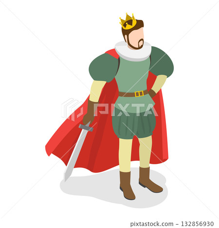 3D Isometric Flat Vector Set of Fairy Characters, Medieval People. Item 1 3D Isometric Flat Vector Set of Fairy Characters, Medieval People. Item 1 132856930