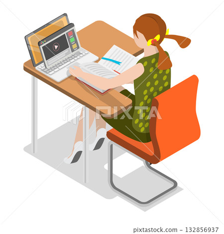 3D Isometric Flat Vector Illustration of Knoledge and Education, Set of Academic Life Scenes. Item 3 132856937