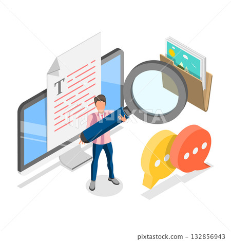 3D Isometric Flat Vector Illustration of Seo Analysis, Digital Marketing, Search Engine Optimization. Item 2 3D Isometric Flat Vector Illustration of Seo Analysis, Digital Marketing, Search Engine Optimization. Item 2 132856943