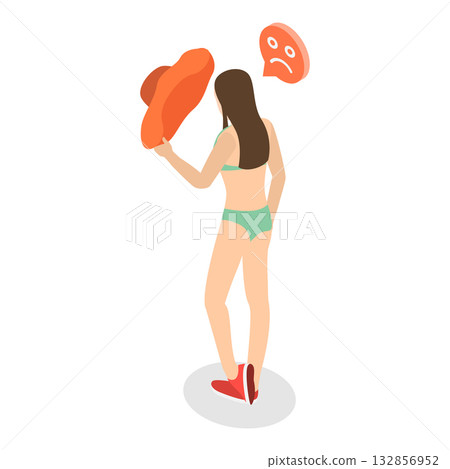 3D Isometric Flat Vector Illustration of Extreme Hot Weather, Individuals Experiencing Excessive Heat Conditions. Item 2 132856952