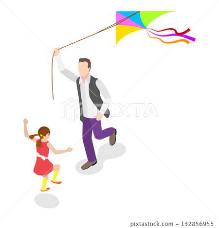 3D Isometric Flat Vector Illustration of Positive Parenting Tips, Kid Growing in Loving Family. Item 2 132856955