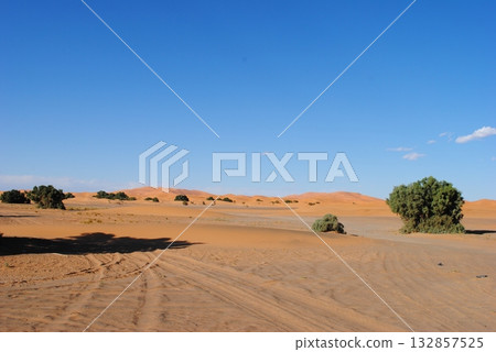 Desert landscape with mountains and a beautiful blue sky Desert landscape with mountains and a beautiful blue sky 132857525