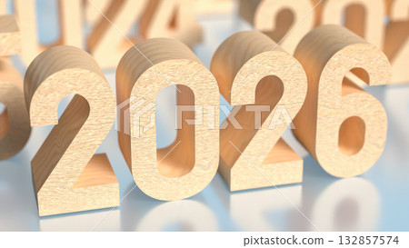 The Wood number 2026 for New year or holiday concept 3d Rendering. The Wood number 2026 for New year or holiday concept 3d Rendering. 132857574