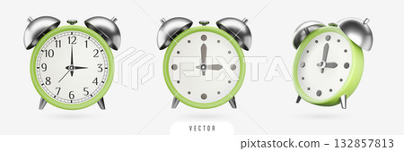 3D green alarm clock set 132857813