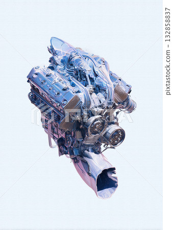 Precision machinery engine structure illustration | Mechanical and futuristic industrial visuals 132858837
