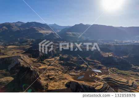Aerial view of the Colca canyon in Arequipa Aerial view of the Colca canyon in Arequipa 132858976