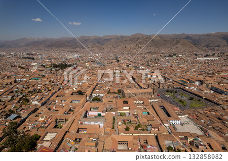Aerial view of the city of Cusco. 132858982