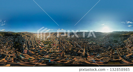 Aerial view of the city of Cusco. 360 view 132858985
