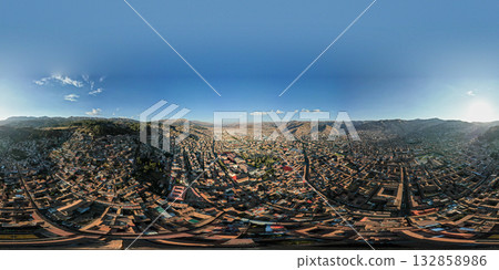 Aerial view of the city of Cusco. 360 view 132858986