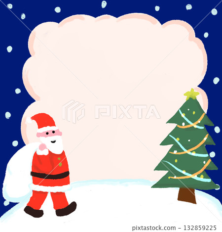 In the snow, on a white snowy night, holding Santa In the snow, on a white snowy night, holding Santa 132859225