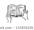 Hands reading a book with contents 132859226