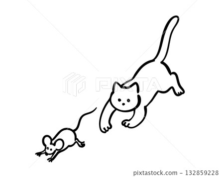 Cat chasing a mouse Cat chasing a mouse 132859228