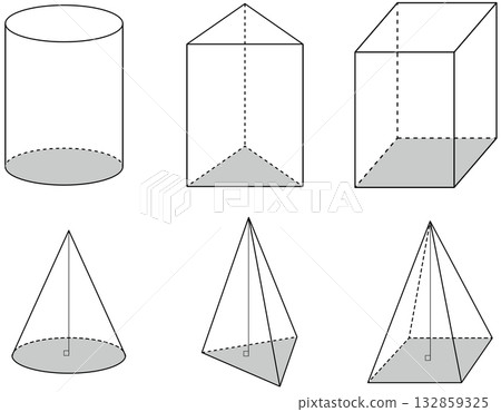 3D shape set (cylinder, column, cone shape) 132859325