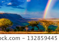 Rainbow Over Lush Valley and Mountains 132859445