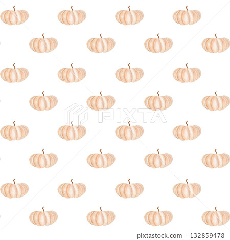 Beige pumpkin watercolor seamless pattern isolated on white background. Hand-painted autumn harvest illustration, perfect for Thanksgiving, Halloween, seasonal decor, stationary, and digital designs Beige pumpkin watercolor seamless pattern isolated on white background. Hand-painted autumn harvest illustration, perfect for Thanksgiving, Halloween, seasonal decor, stationary, and digital designs 132859478