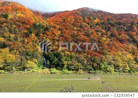 Autumn leaves on the Mogami River - Mogami River Basho Line Boat Ride 132859547