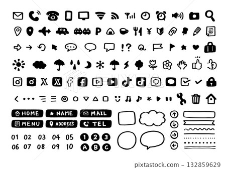 Easy-to-use hand-drawn web icons_K 132859629