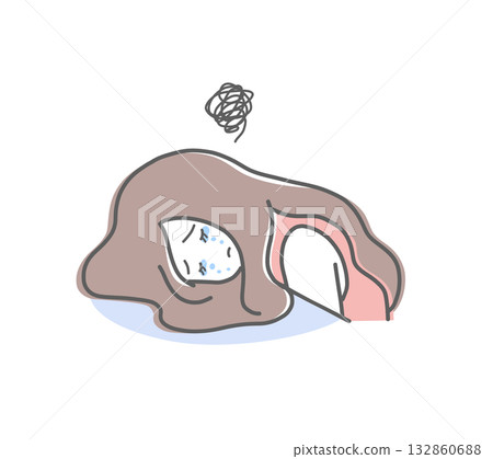 圖：一位女子趴在桌上哭泣 132860688