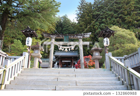 Torii gate of Sakurayama Hachiman Shrine, Takayama City, Gifu Prefecture 132860988