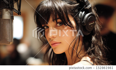 Woman singing a song Woman singing a song 132861981