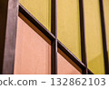 Diagonal composition of washi-style panels and lattices | Abstract Japanese color scheme and structural beauty 132862103