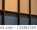 Pink and indigo washi-style panels and lattice shadow composition | Japanese modern color and light 132862104