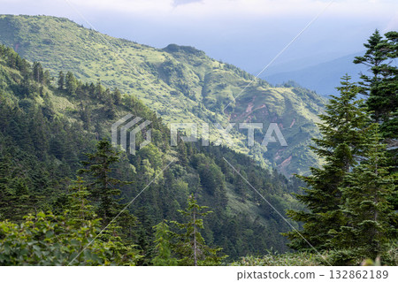 Mountain range seen from the Shiga-Kusatsu Highlands Route / Gunma Prefecture 132862189
