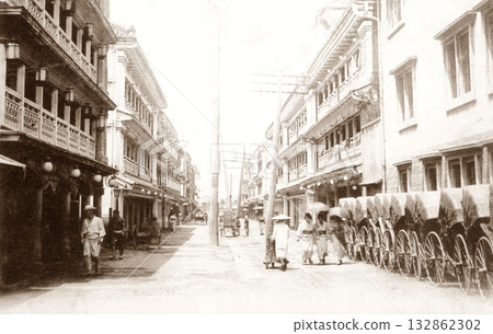 Old photograph, 1907-1918, Shin-Yoshiwara red-light district, Tokyo 132862302