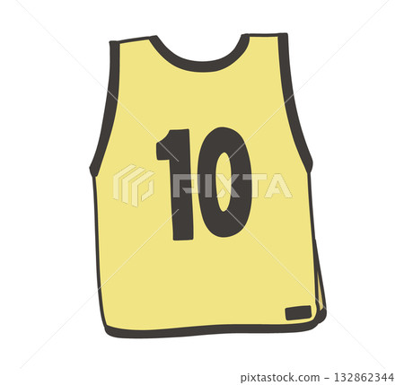 Illustration of a yellow bib with the number 10 132862344