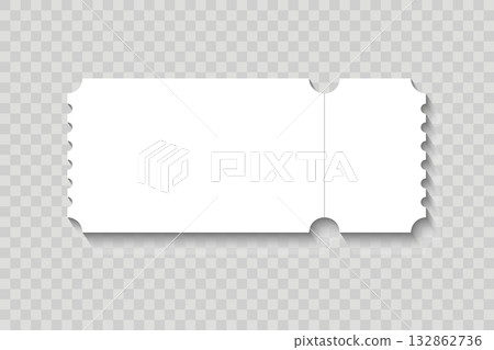 Vector empty ticket template. Isolated modern coupon mockup for travelling, movie, theater, airplane. Blank white tickets, icon. Concert, festival, event admit layouts 132862736