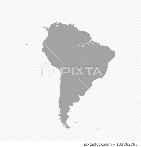 Map of South America, sign silhouette. World Map Globe. Vector Illustration isolated on transparent background. Latin American continent. Map of South America, sign silhouette. World Map Globe. Vector Illustration isolated on transparent background. Latin American continent. 132862765